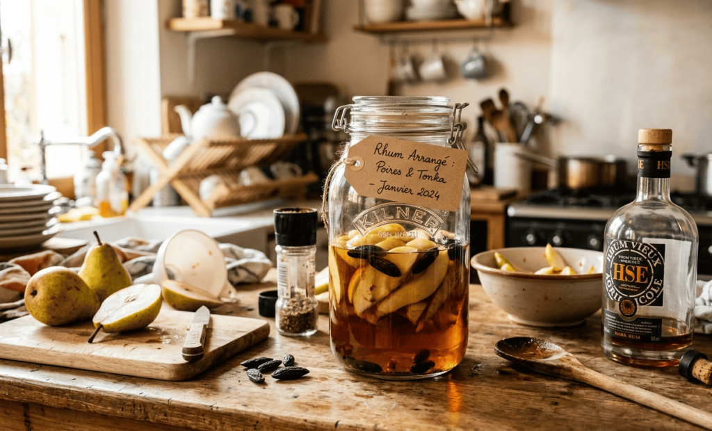 Rhum arrangé fève tonka et poires