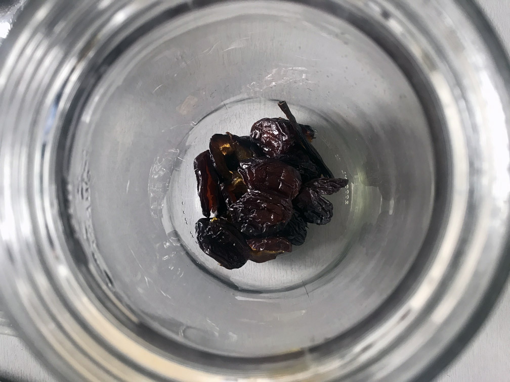 Vertical view of prunes